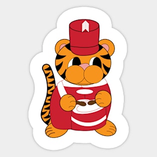 Tiger Drummer Marching Band Red White Sticker